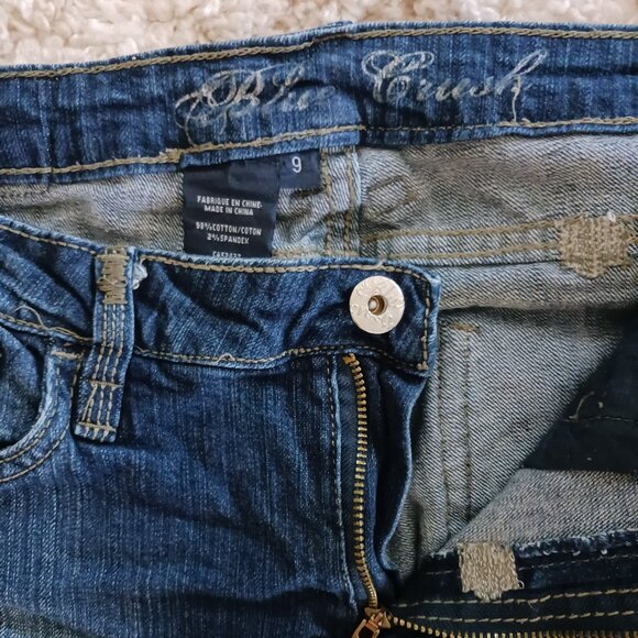 Blue Crush Skinny Blue Women's Jeans Sz 9 Embellished Pockets Boho Distressted - Picture 4 of 13